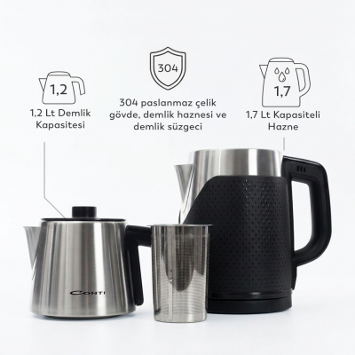 Conti CTM-130 Dempro Cover Çelik Çaycı İnox - 3